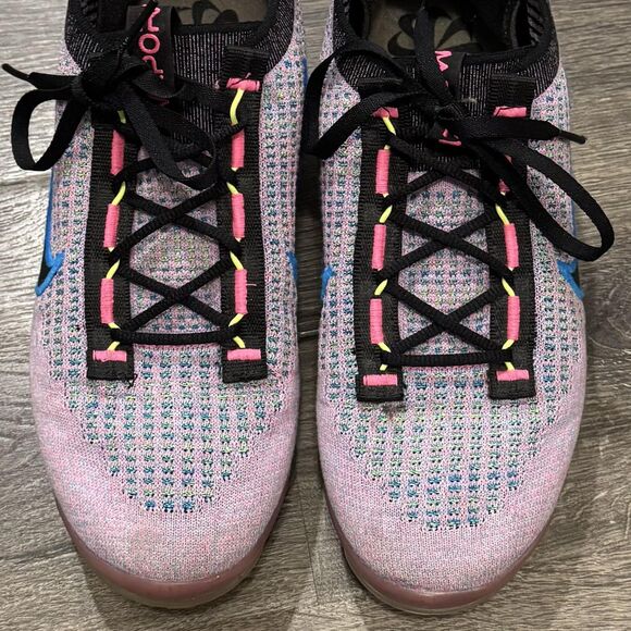 Nike Air VaporMax Shoes Sneakers 2021 Womens Size 9 Pink Blue Flyknit DX3369-600 - Picture 6 of 8